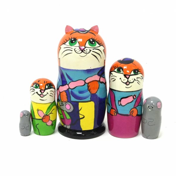 Матрешка Кот с сосисками (с ушами) ВП 5м15см