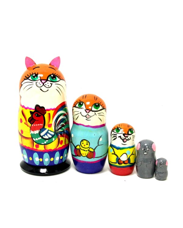 Матрешка Кот с петухом (с ушами) ВП 5м15см