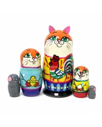 Матрешка Кот с петухом (с ушами) ВП 5м15см