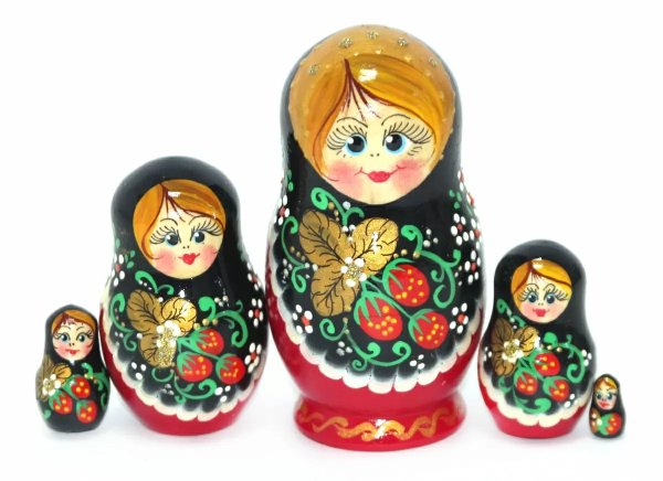Матрешка Клубничка черная 5м9