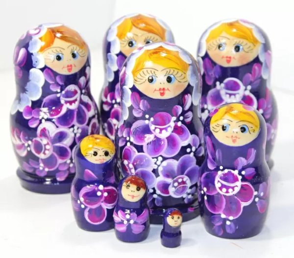 Матрешка Валя фиолетовая 5м9