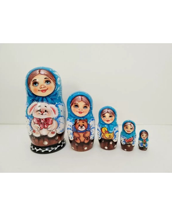 Матрешка Танюша Зайчик с бантом мал. 5м14