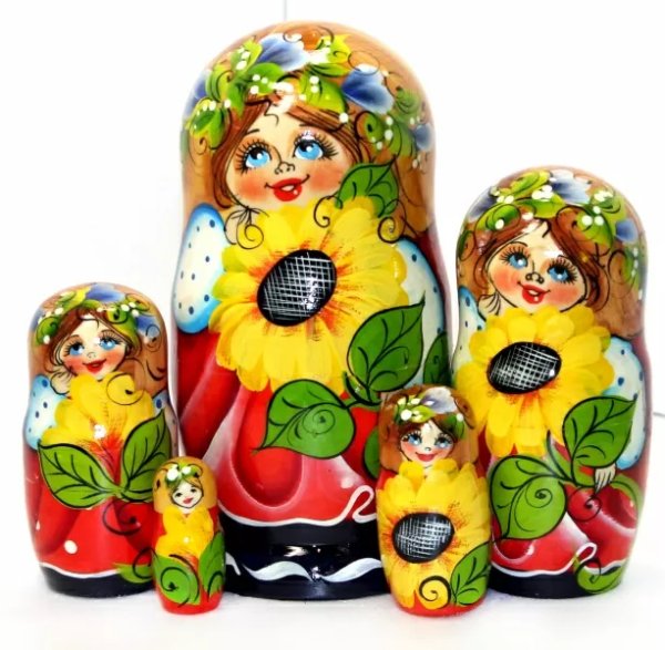 Матрешка Девушка с подсолнухом 5м17