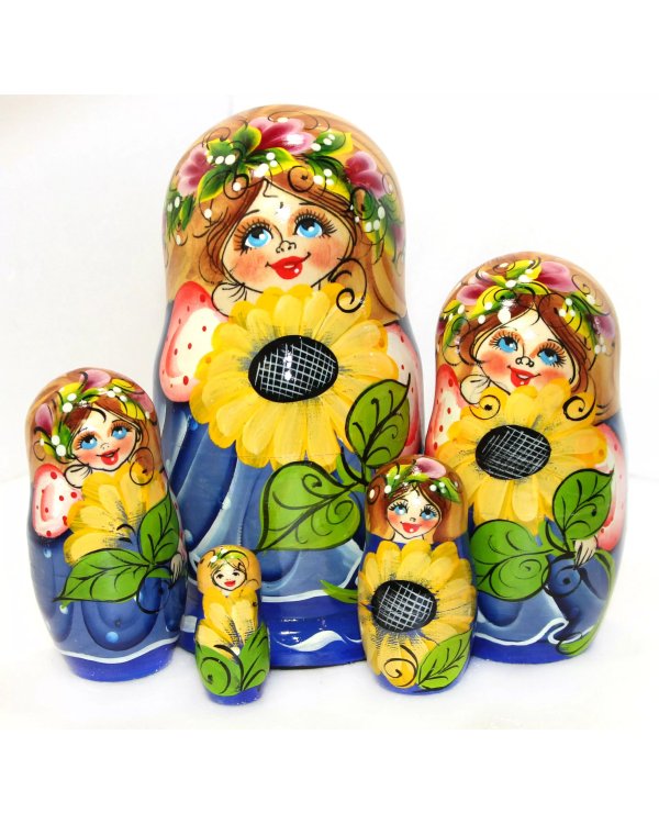 Матрешка Девушка с подсолнухом 5м17