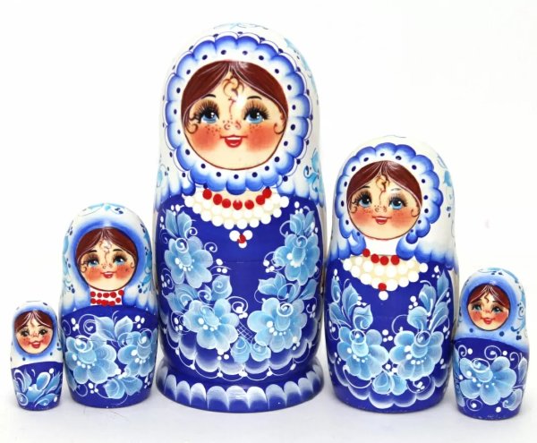 Матрешка Лена Гжель 5м17