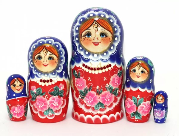 Матрешка Лена красно-синяя 5м17