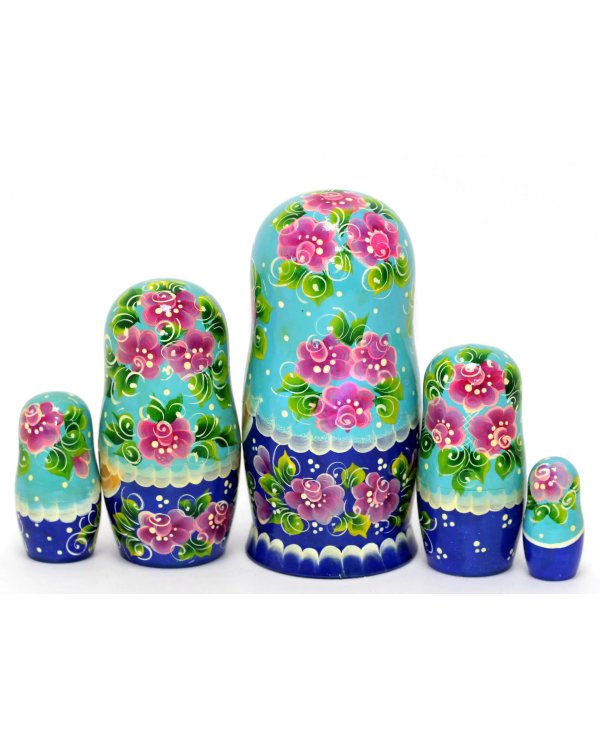 Матрешка Лена синяя 5м17