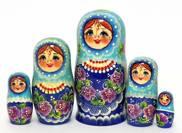 Матрешка Лена синяя 5м17