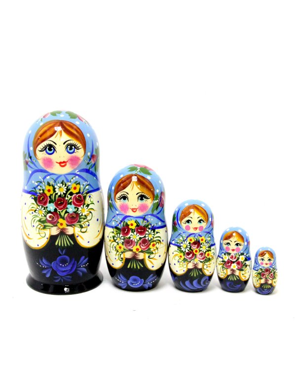 Матрешка Оксана с букетом роз 5м17см