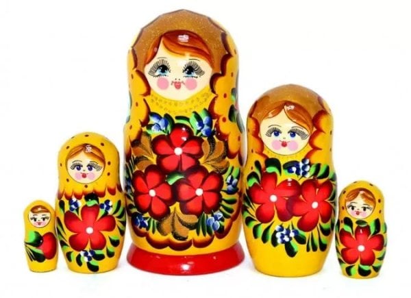 Матрешка Нина Желтая 5м17см