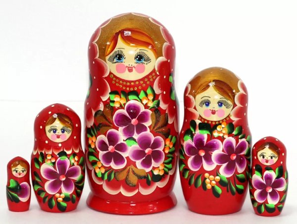 Матрешка Нина Красная 5м17см