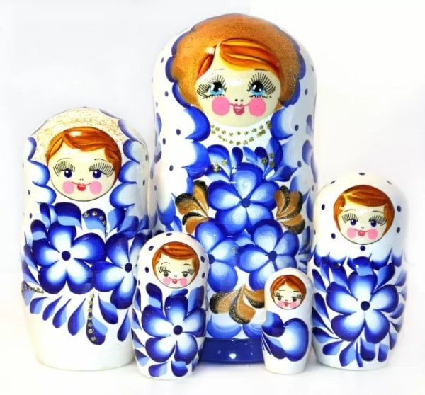 Матрешка Нина Гжель 5м17см