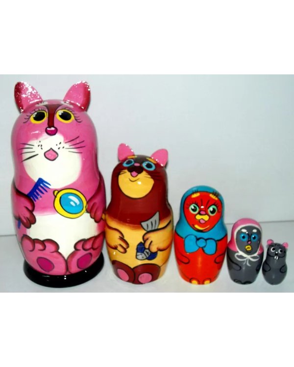 Матрешка Коты с ушами 2 5м17