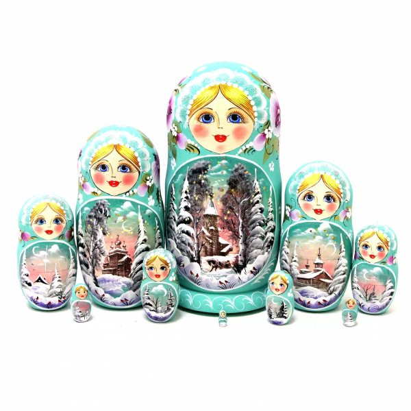 Матрешка Пейзаж (светло-бирюзовая) 10м 25см