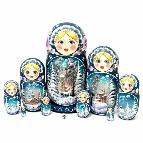 Матрешка Пейзаж (темно-бирюзовая) 10м 25см