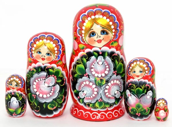 Матрешка Красные цветы 5м17