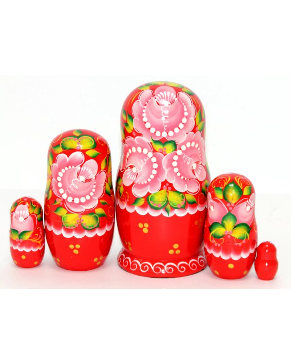 Матрешка Красные цветы 5м17