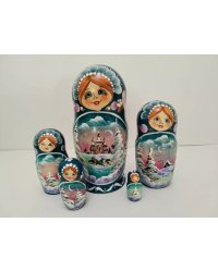 Матрешка Пейзаж (темно-бирюзовая) 5м17