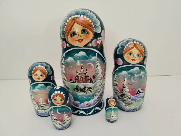 Матрешка Пейзаж (темно-бирюзовая) 5м17