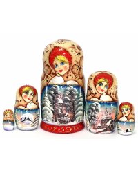 Матрешка Пейзаж аква кор. 5м14