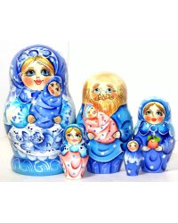 Матрешка Семья гжель 5м17