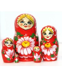 Матрешка Ромашка красная 5м9