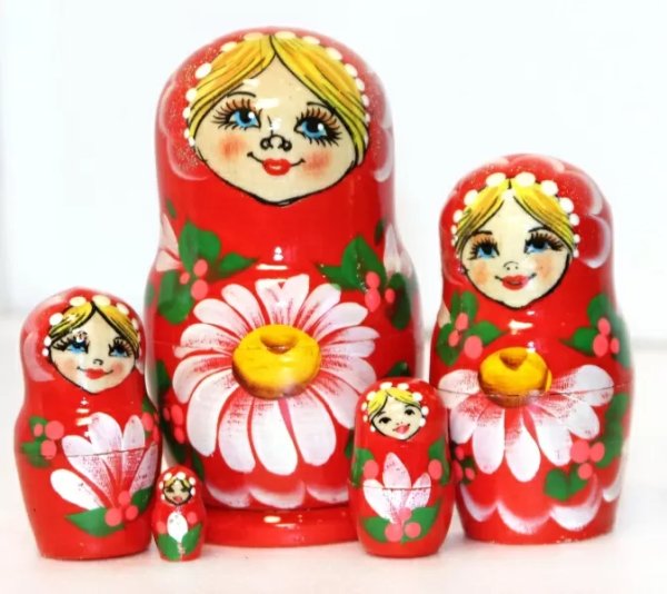 Матрешка Ромашка красная 5м9