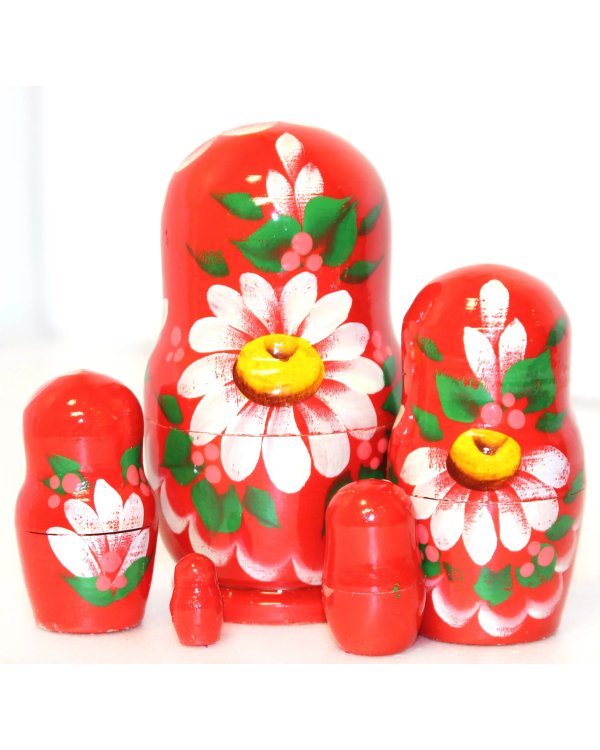 Матрешка Ромашка красная 5м9