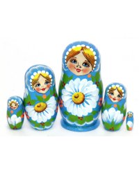 Матрешка Ромашка синяя 5м9
