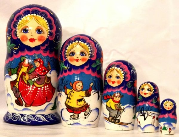 Матрешка Зима панорамная син. 5м17