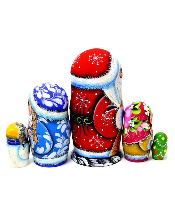 Матрешка Дедушка Мороз со снежинками 5м 17см