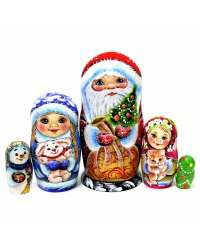 Матрешка Дедушка Мороз со снежинками 5м 17см