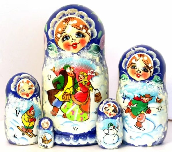 Матрешка Народные гулянья син. 5м17