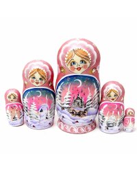 Матрешка Пейзаж (розовая) 5м17