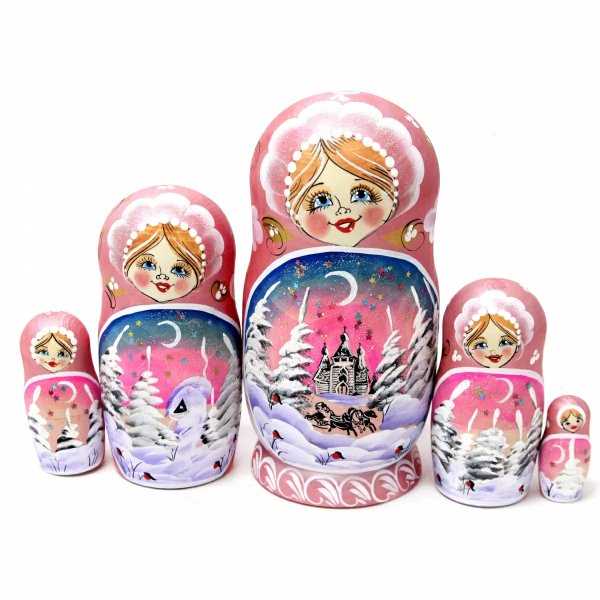 Матрешка Пейзаж (розовая) 5м17
