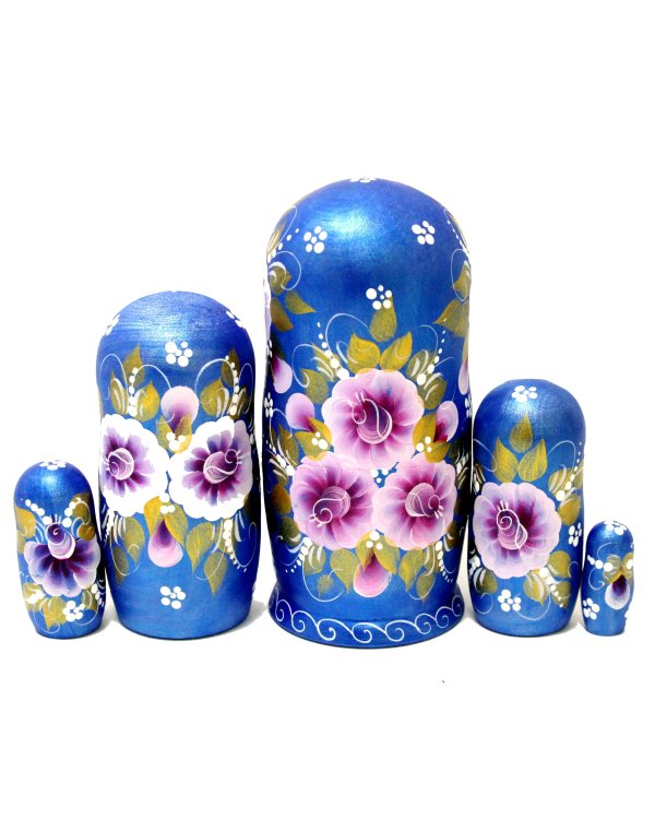 Матрешка Пейзаж А (синяя перламутровая) 5м17