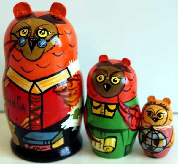 Матрешка Сова с книгой 3м10