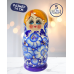 Матрешка Наталья синяя 5 в 1, 14 см - K22