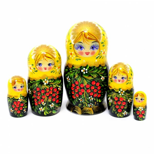 Матрешка Рябинка (желтый платок) 5м 14см