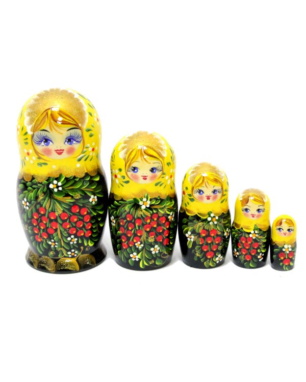 Матрешка Рябинка (желтый платок) 5м 14см