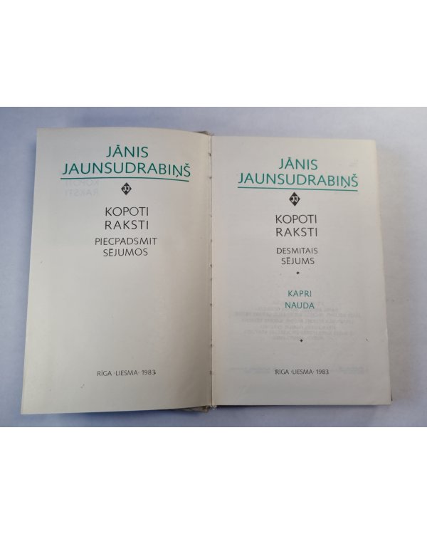 J.Jaunsudrabiņš. Kopoti raksti 10. Kapri. Nauda