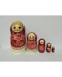 Матрешка Оксана гжель красная 5 м17 см