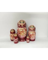 Матрешка Оксана красная 5 м17 см