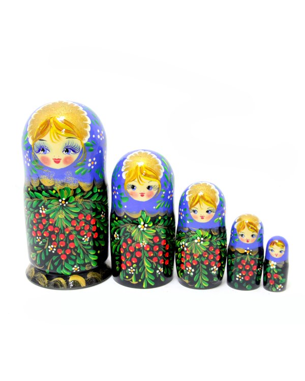 Матрешка Рябинка (синий платок) 5м 17 см