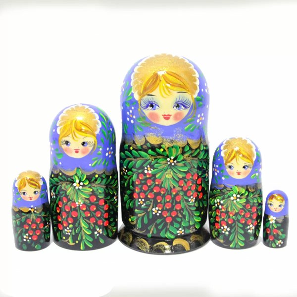 Матрешка Рябинка (синий платок) 5м 17 см