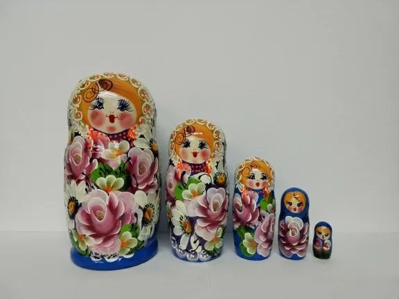 Матрешка Роза с ромашками фиолетовая ВП 17см 5м