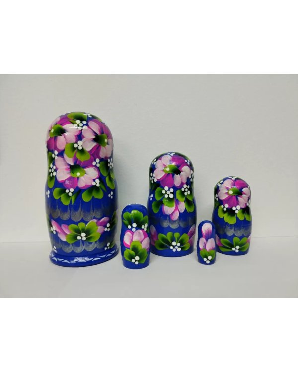 Матрешка Руза (синяя) 17см 5м