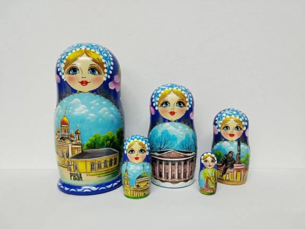 Матрешка Руза (синяя) 17см 5м