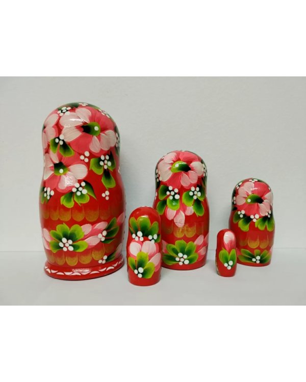 Матрешка Руза (красная) 17см 5м