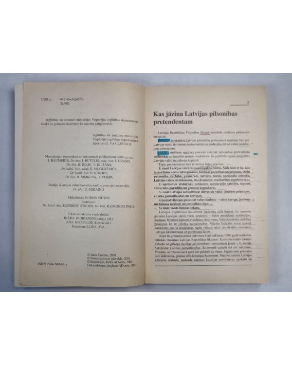 Latvijas vēstures pamatjautajumi un valsts konsitucionālie principi